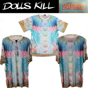 NWT 24Hrs Med Mind Of The Mantra The Visuddha Mesh Printed S/S Tee